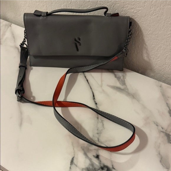 Simply Vera Vera Wang Handbags - Simply Vera Vera Wang Gray and Reddish Orange Women's Shoulder Crossbody Bag